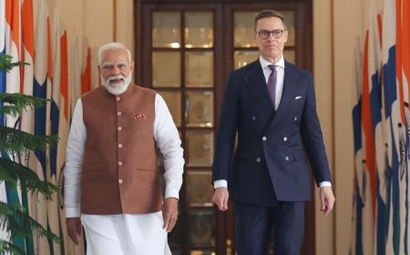 फिनलैंड के राष्ट्रपति स्टब का स्वागत किया।